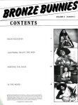 Contents page and four photos of curvy woman showing off